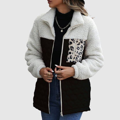 Quilted Plush Patchwork Women’s Winter Jacket