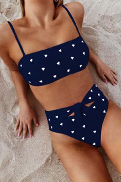 Clidress Cute Love Bow Waist Bikini