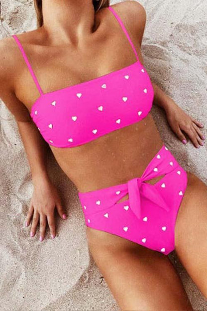 Clidress Cute Love Bow Waist Bikini