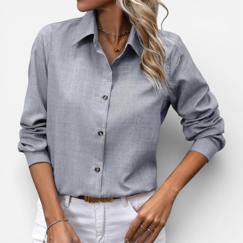 Ramsey - Women's Relaxed Button-Up Collared Blouse
