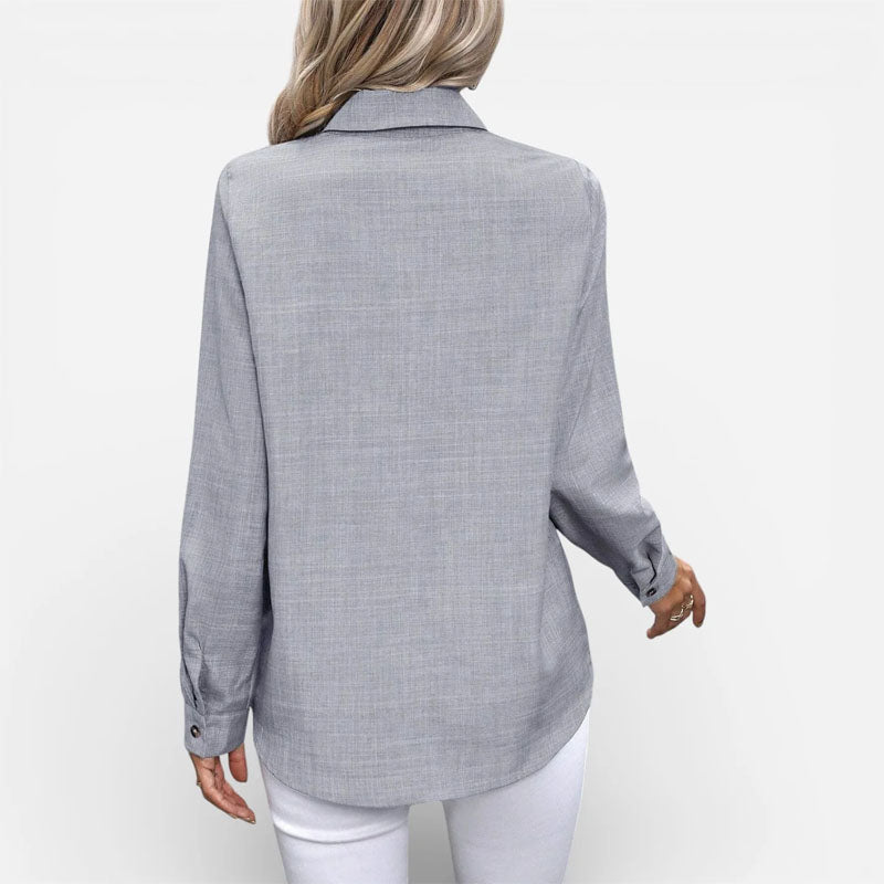 Ramsey - Women's Relaxed Button-Up Collared Blouse