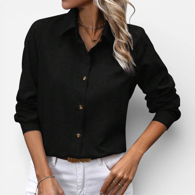 Ramsey - Women's Relaxed Button-Up Collared Blouse