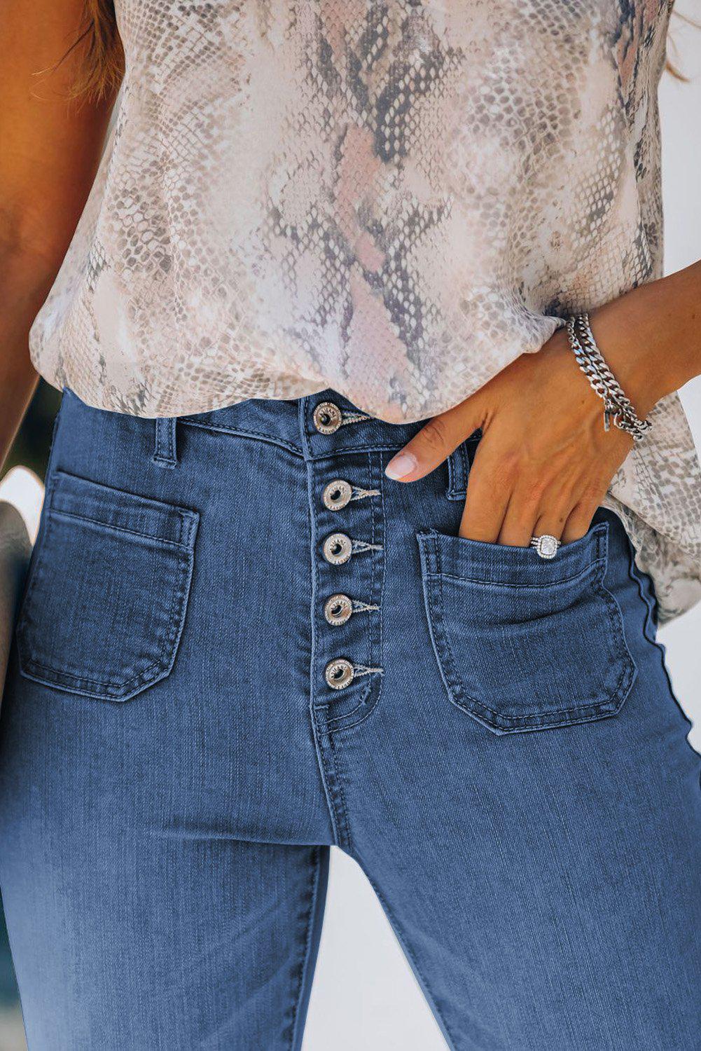 Retro Button Fly Skinny Jeans