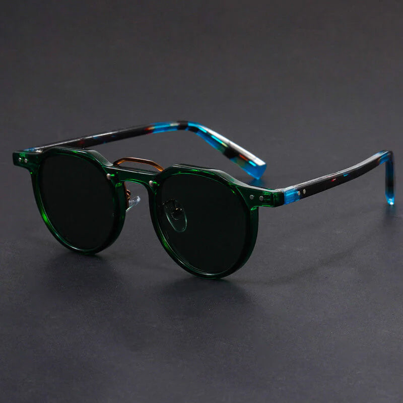 Round Vintage Sunglasses with Contrast Frame