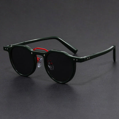 Round Vintage Sunglasses with Contrast Frame