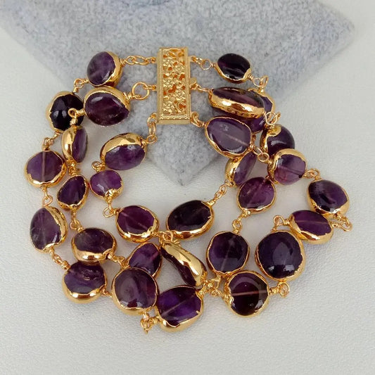 Natural Amethyst Oval Wrap Bracelet Default Title