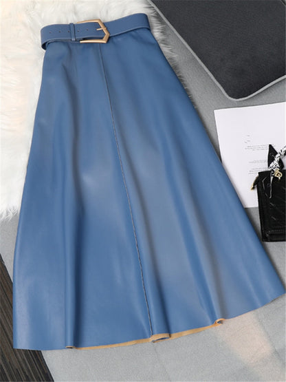 Ginger Classic Faux Leather Long Skirt