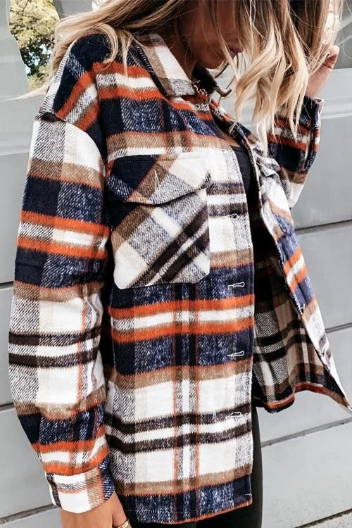 Clidress Retro Plaid Big Button Shirt Coat(11 Colors)