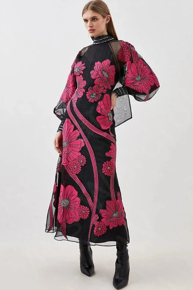 Positano Floral Evening Dress