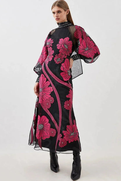 Positano Floral Evening Dress