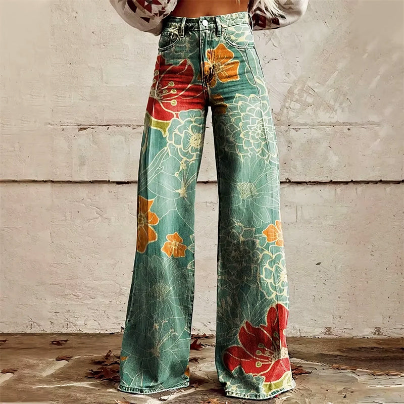 Sofia Amoretti Flared Jeans with All-Over Print