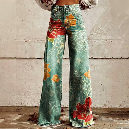 Sofia Amoretti Flared Jeans with All-Over Print
