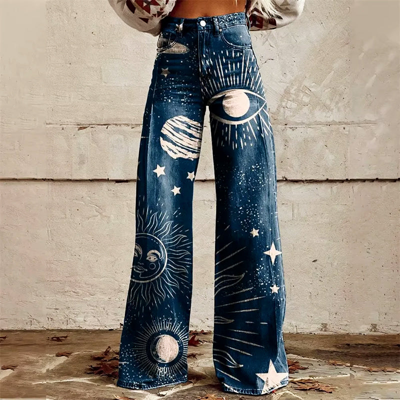 Sofia Amoretti Flared Jeans with All-Over Print