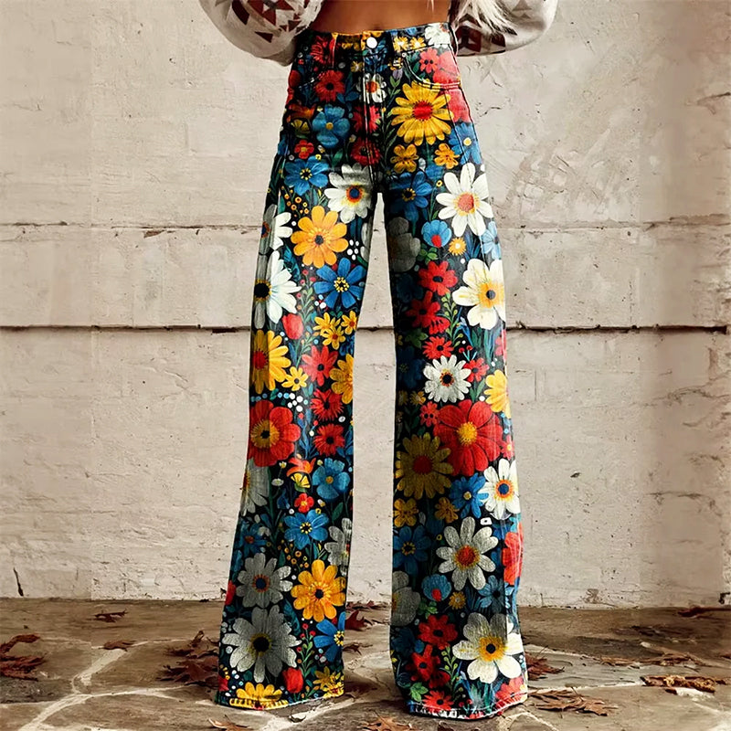 Sofia Amoretti Flared Jeans with All-Over Print