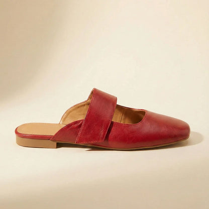 Sofia Amoretti Leather Mule Flats with Wide Strap