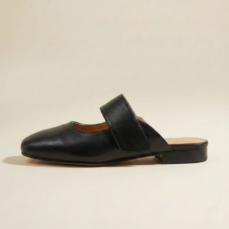 Sofia Amoretti Leather Mule Flats with Wide Strap