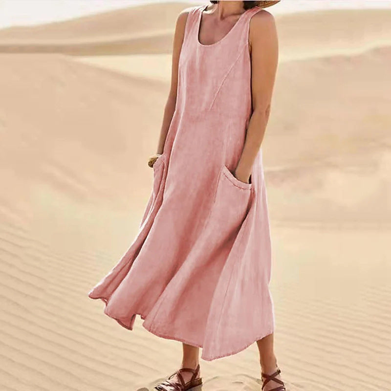 Sofia Amoretti Linen Maxi Dress with Pockets