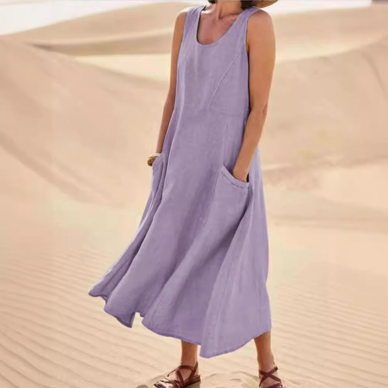 Sofia Amoretti Linen Maxi Dress with Pockets