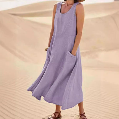 Sofia Amoretti Linen Maxi Dress with Pockets