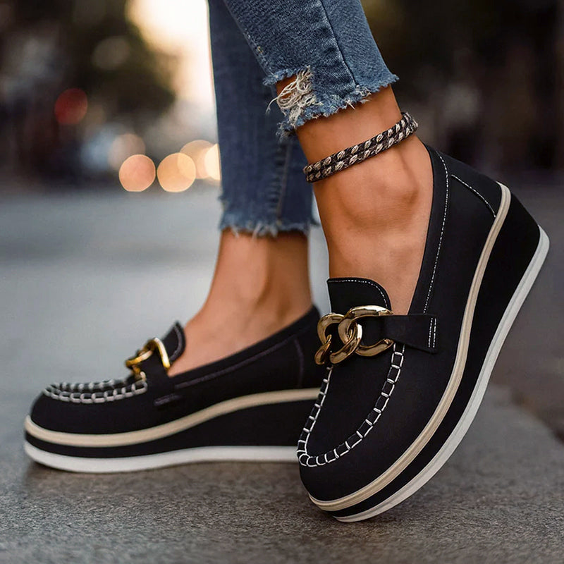 Sofia Amoretti Platform Loafers with Chain Detail
