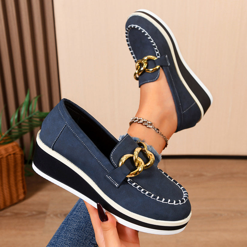 Sofia Amoretti Platform Loafers with Chain Detail