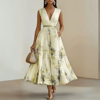 Sofia Amoretti Pleated Floral Midi Dress