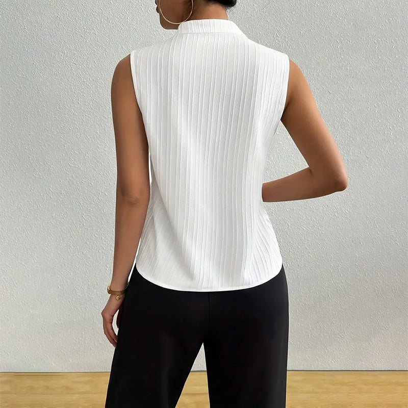 Sofia Amoretti Sleeveless Striped V-Neck Blouse