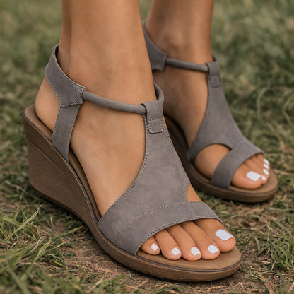 Sofia Amoretti T-Strap Wedge Sandals