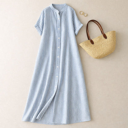 Sofia Amoretti Striped Button-Down Maxi Dress
