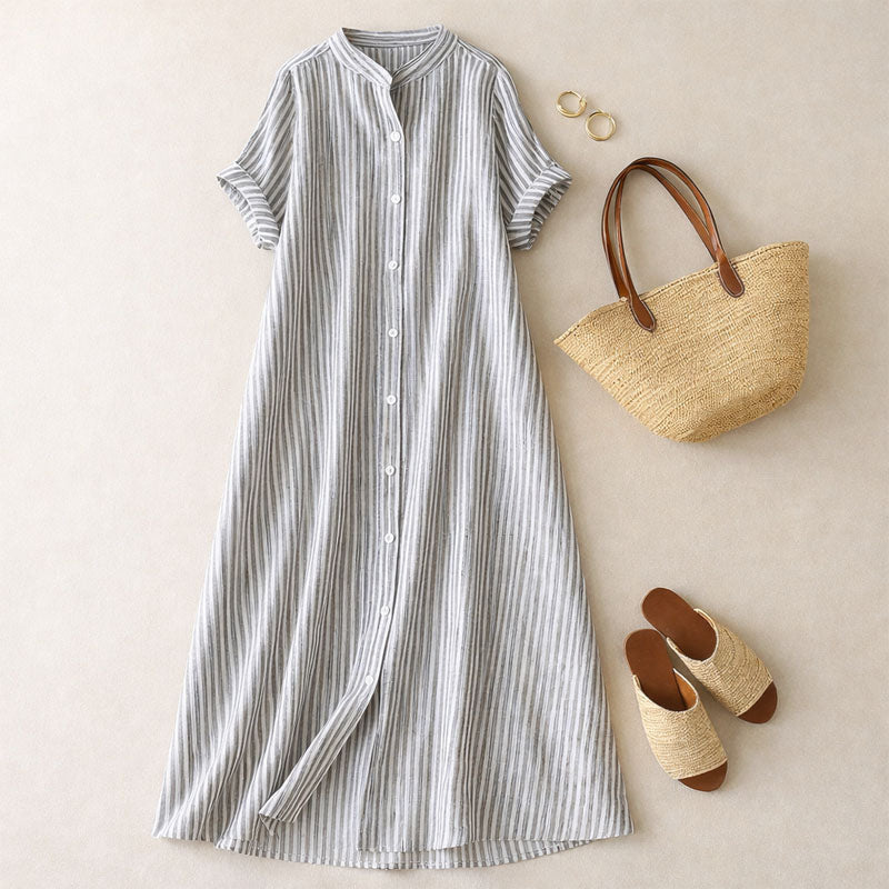 Sofia Amoretti Striped Button-Down Maxi Dress
