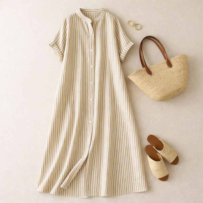 Sofia Amoretti Striped Button-Down Maxi Dress