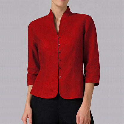 Sofia Amoretti Three-Quarter Sleeve Chambray Blouse