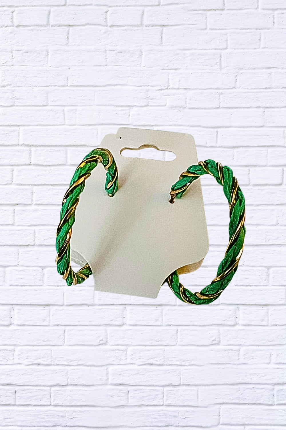 Green & Gold Twisted Hoop Earrings – Luxe with a Pop of Color Green