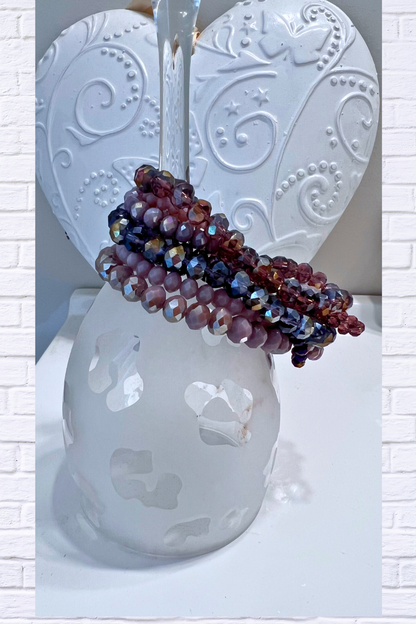 Glass Bead 9 Set Bracelet Pu-Ab Purple