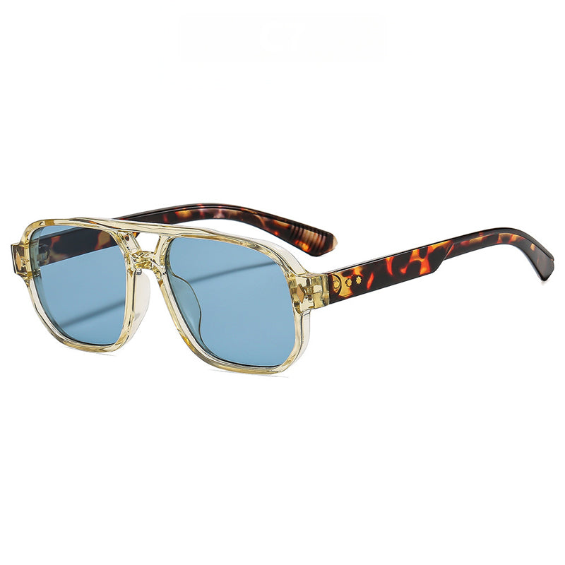 Square Frame Sunglasses with Double-Bridge Accent