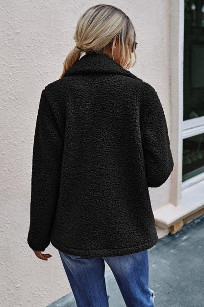 The Softest Double Button Lapel Collar Teddy Coat