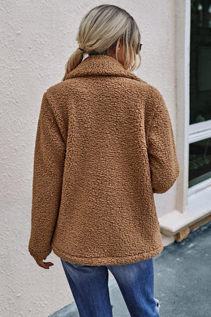 The Softest Double Button Lapel Collar Teddy Coat