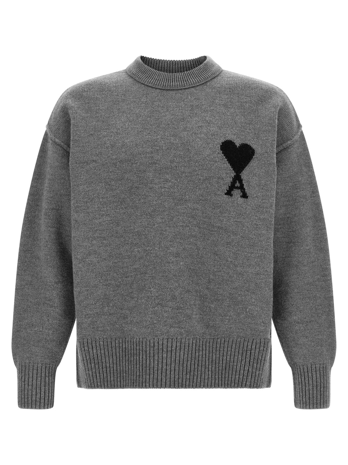 Ami Paris Grey Ami De Coeur Sweater
