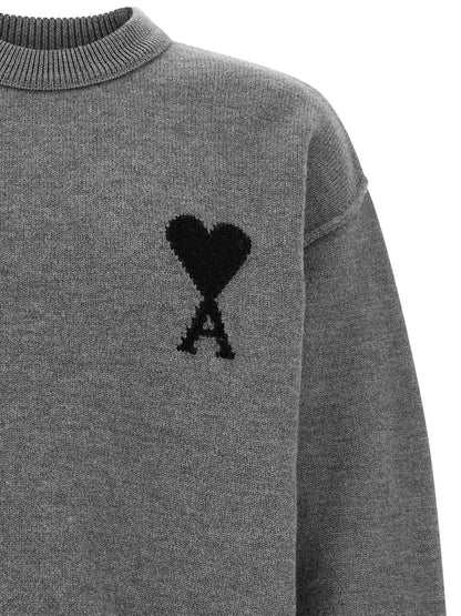 Ami Paris Grey Ami De Coeur Sweater