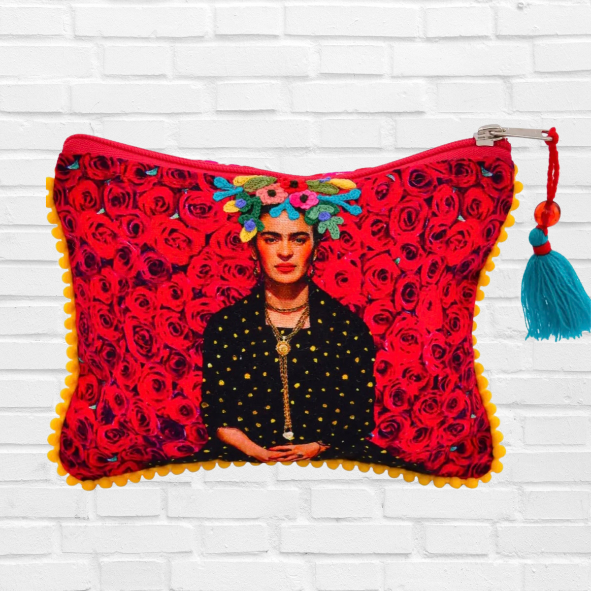 Frida Khaldo Pouch El Jardin de Frida red