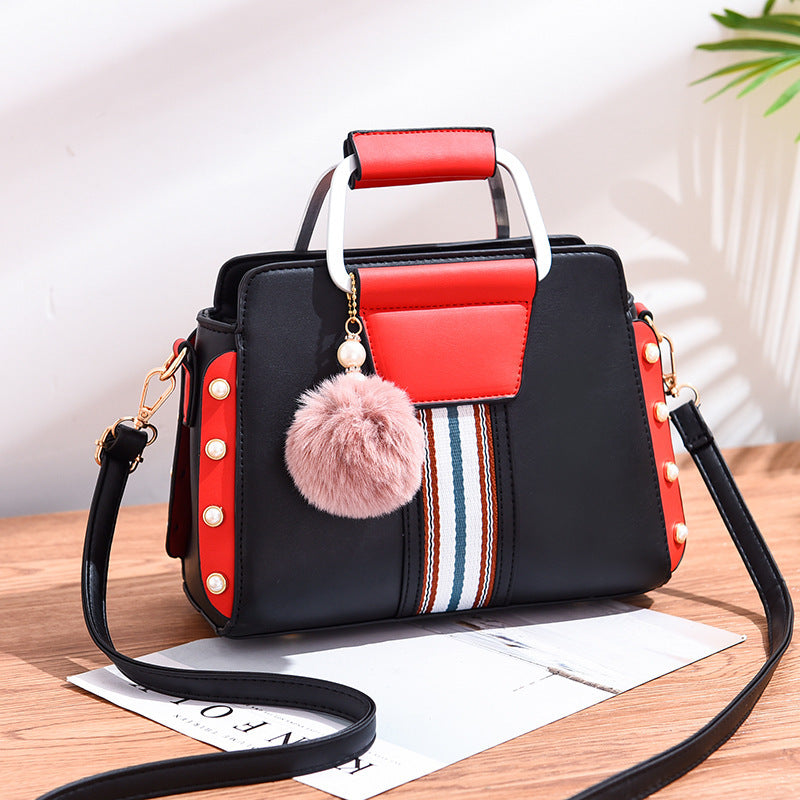Valentina Rossi Color Block Handbag with Stripe Detail