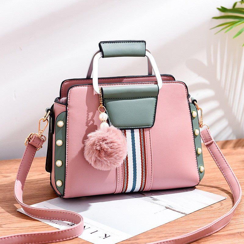Valentina Rossi Color Block Handbag with Stripe Detail