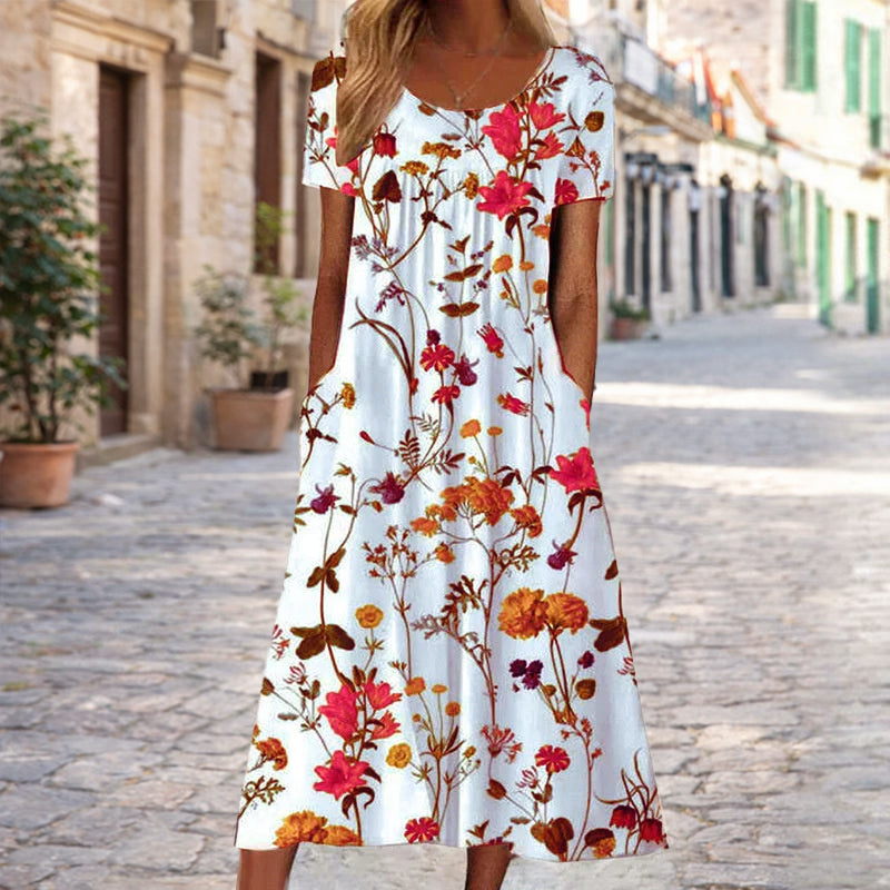Valentina Rossi Floral A-Line Midi Dress