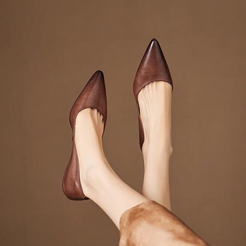 Valentina Rossi Genuine Leather Pointed Flats