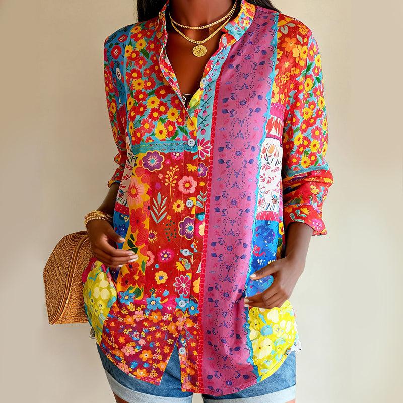 Valentina Rossi Patchwork Floral Blouse