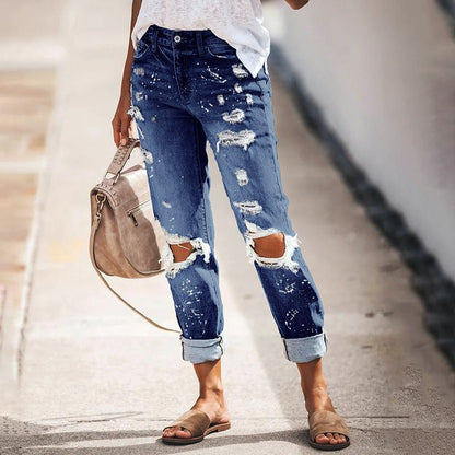Valentina Rossi Ripped Tapered Leg Jeans