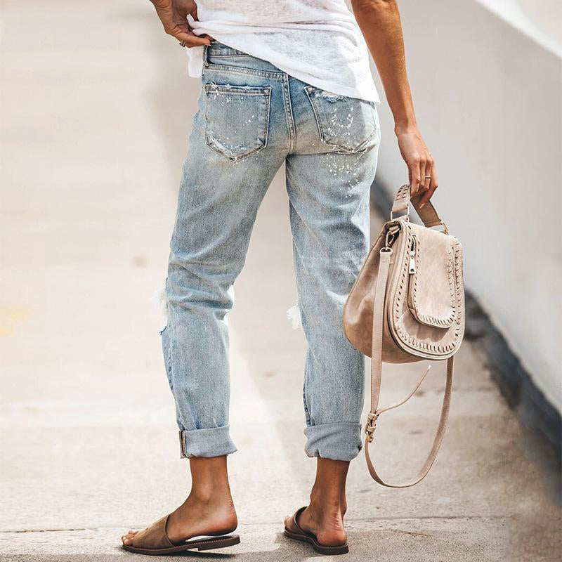 Valentina Rossi Ripped Tapered Leg Jeans