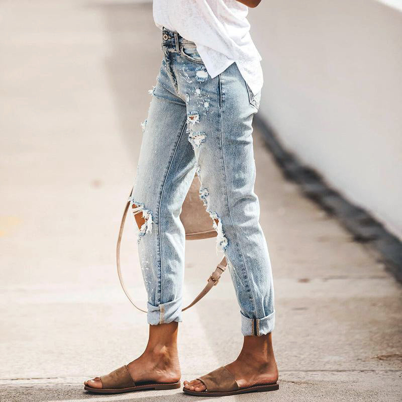 Valentina Rossi Ripped Tapered Leg Jeans