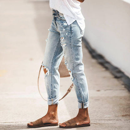 Valentina Rossi Ripped Tapered Leg Jeans
