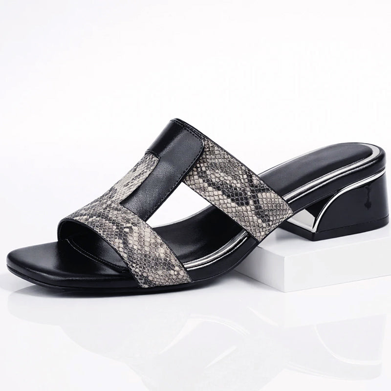 Valentina Rossi Snake Print T-Strap Sandals